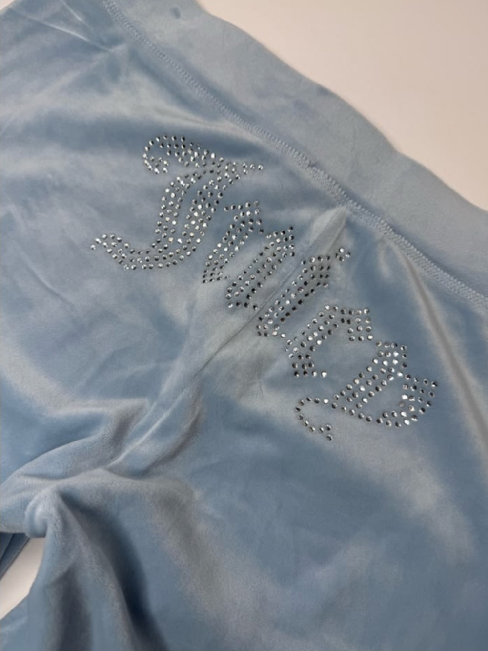 Juicy Couture Light Blue Rhinestone Logo Pants